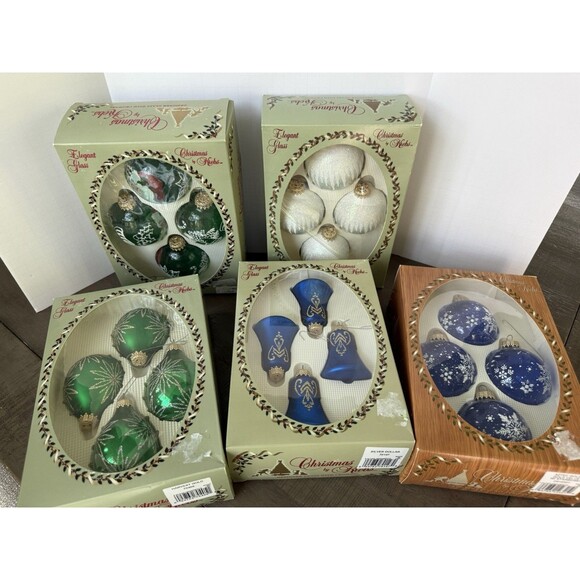 Vtg Krebs Glass Ornaments Glitter Icicles, Santa, Bells & Snowflakes - Lot of 20 - Picture 1 of 9
